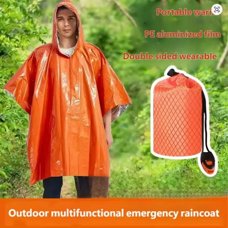 Survival Blanket Reflective - Аварийное пончо, 4 шт., термопленочное одеяло-дождевик,